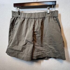 Everlane Organic Cotton Shorts Womens Size 14 Olive Green Elastic Waist Pockets‎